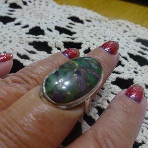 Beautiful "ZOISITE" Handmade Sterling Ring Size 8.5 #147B